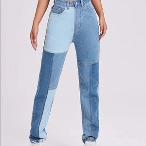 SHEIN colorblock jeans, size XS